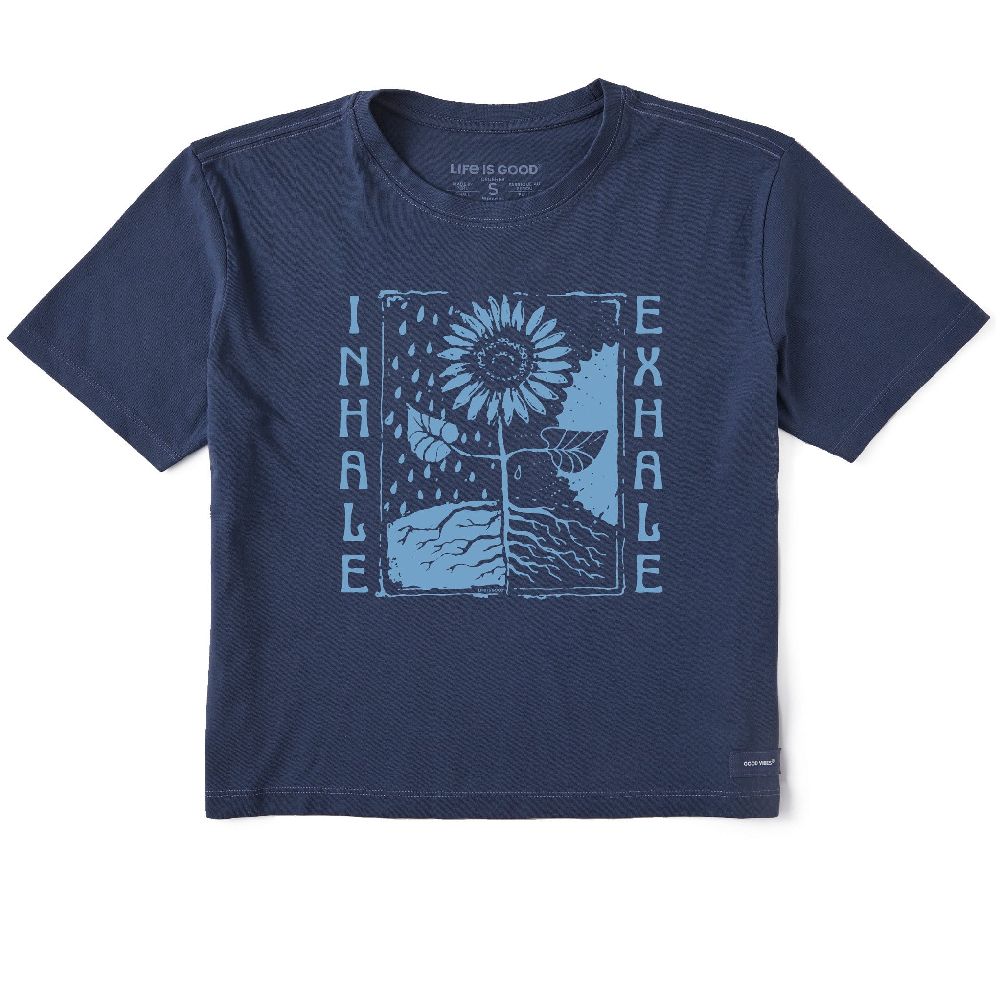 Women's Inhale Exhale Flowers Short Sleeve Crusher Boxy Tee