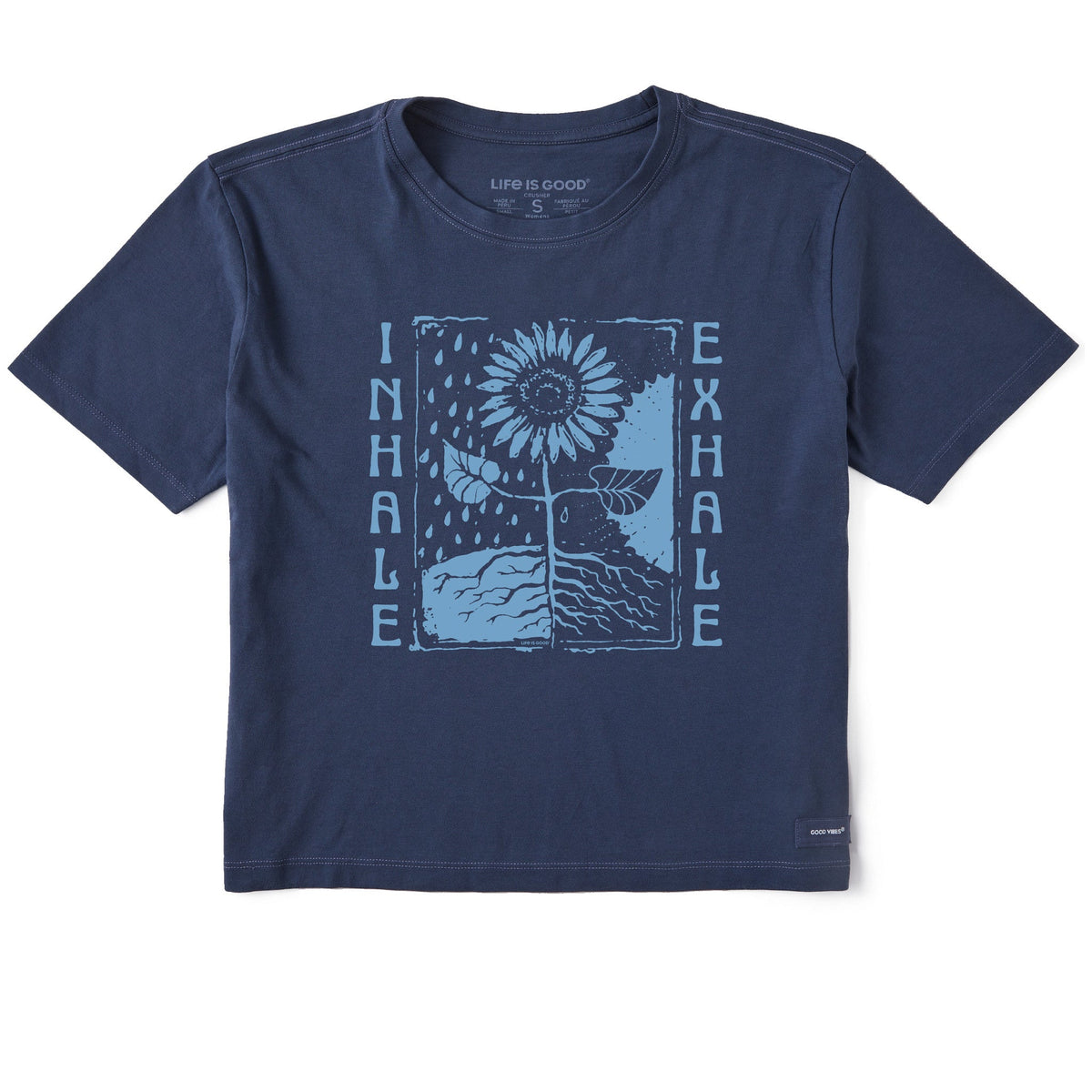 Women's Inhale Exhale Flowers Short Sleeve Crusher Boxy Tee