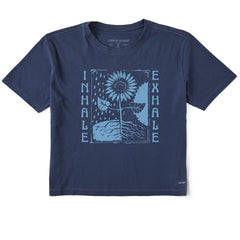 Women's Inhale Exhale Flowers Short Sleeve Crusher Boxy Tee