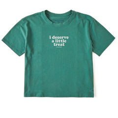 Women's I Deserve A Little Treat Short Sleeve Crusher Boxy Tee