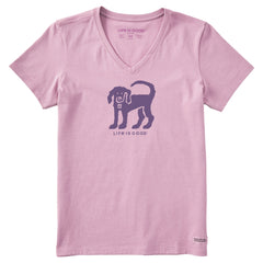 Women's Dog Stamp Short Sleeve Vee