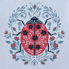 Women's Floral Ladybug Short Sleeve Crusher Boxy Tee