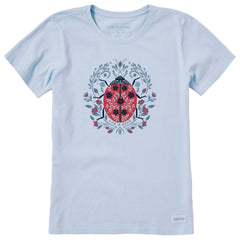 Women's Floral Ladybug Short Sleeve Crusher Tee