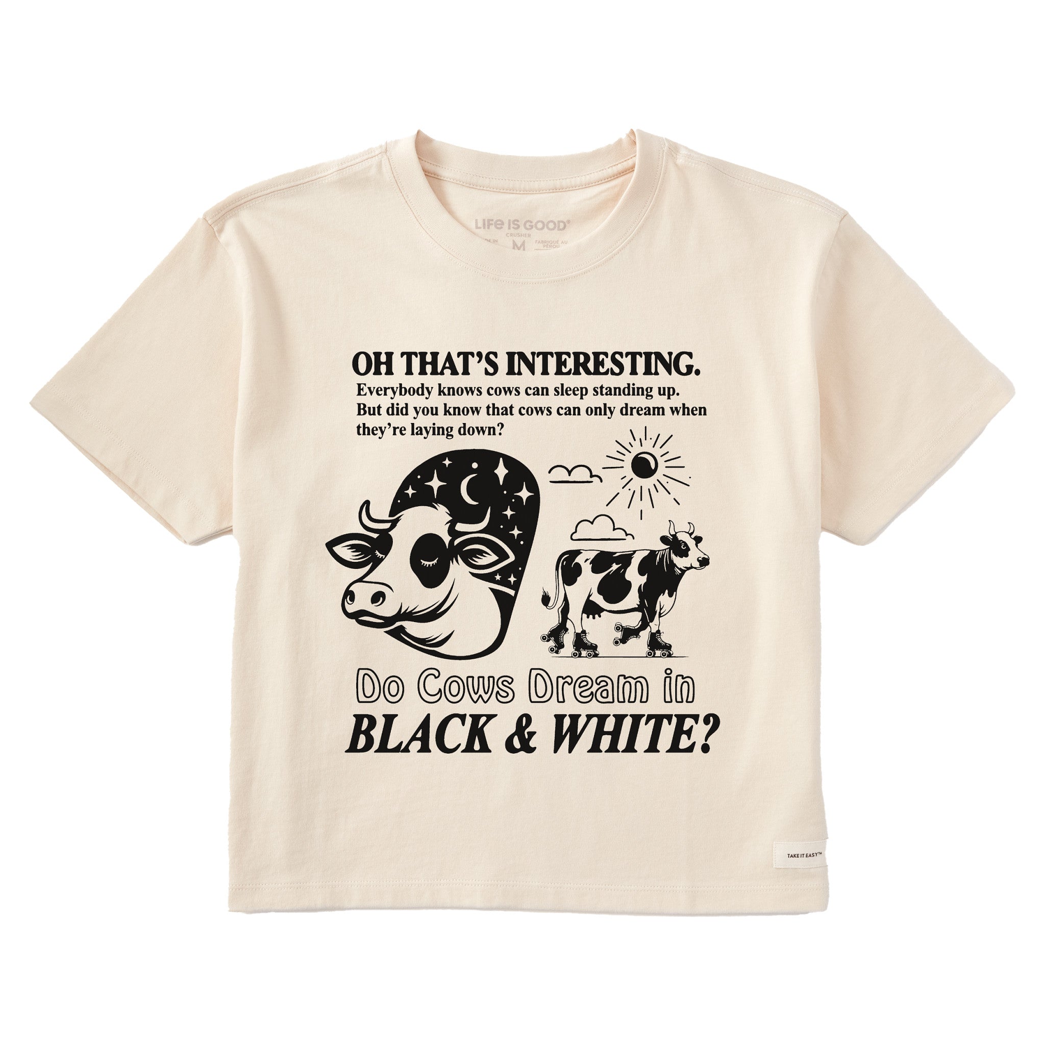 Women's Do Cows Dream in Black and White? Short Sleeve Crusher Boxy Tee