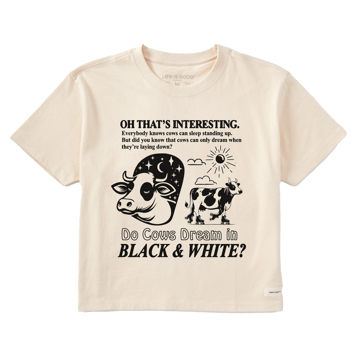 Women's Do Cows Dream in Black and White? Short Sleeve Crusher Boxy Tee