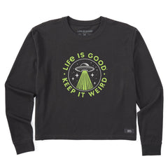 Women's Crafty Flying Saucer Long Sleeve Crusher Boxy Tee