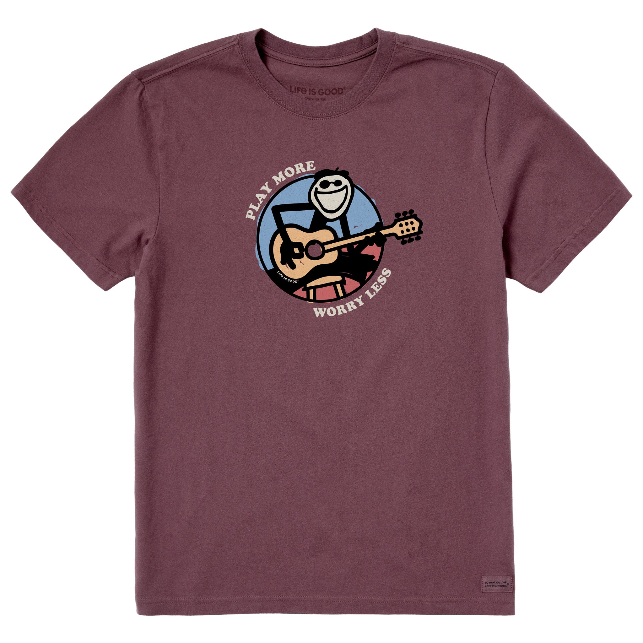 Men's Play More Worry Less Jake Guitar Short Sleeve  Tee