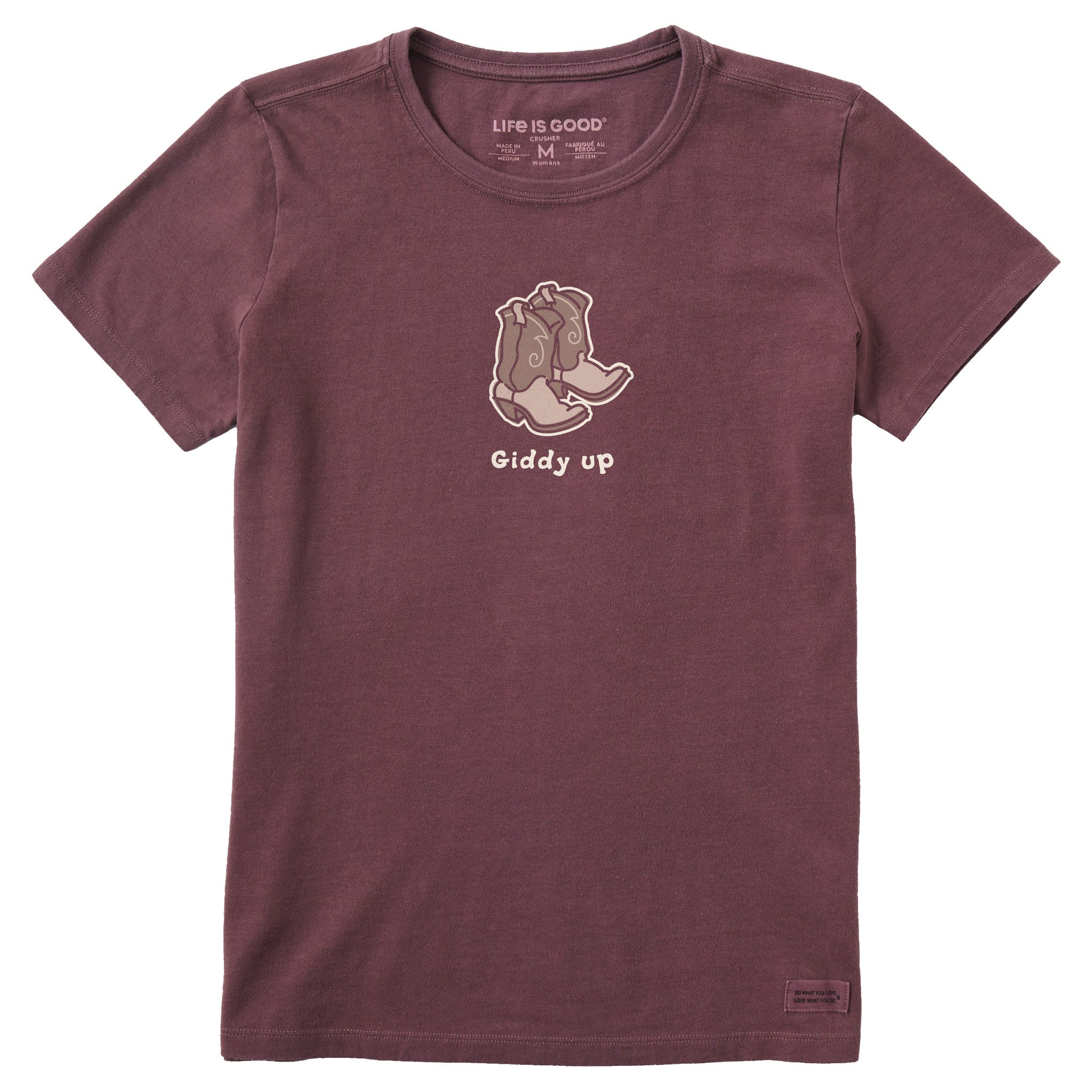 Women's Giddy Up Cowboy Boots Short Sleeve Crusher Tee
