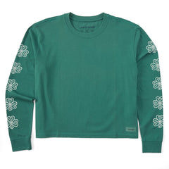 Women's Celtic Clovers Long Sleeve Crusher Boxy Tee