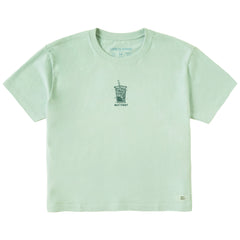Women's But First Iced Coffee Short Sleeve Crusher Boxy Tee