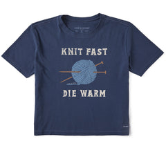 Women's Knit Fast Die Warm Short Sleeve Crusher Boxy Tee