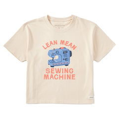 Women's Lean Mean Sewing Machine Short Sleeve Crusher Boxy Tee