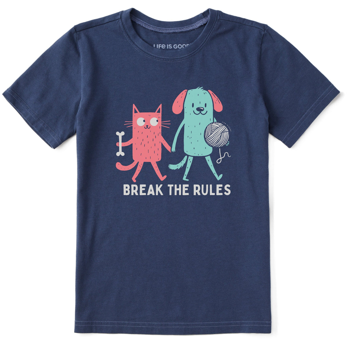 Kids Break the Rules Cat & Dog Short Sleeve Crusher Tee