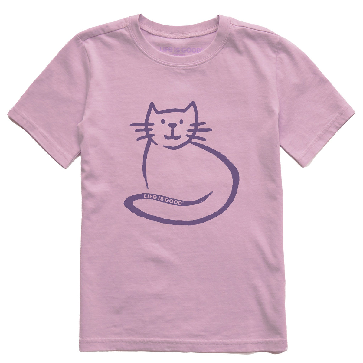 Kids Simple Brushed Cat Short Sleeve Crusher Tee