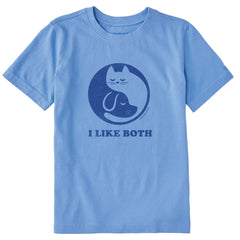 Kids I Like Both Cats and Dogs Short Sleeve Crusher Tee