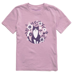 Kids Flower Circle Cat Short Sleeve Crusher Tee