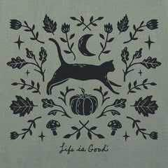 Women's Fall Foliage Cat Short Sleeve Crusher Boxy Tee