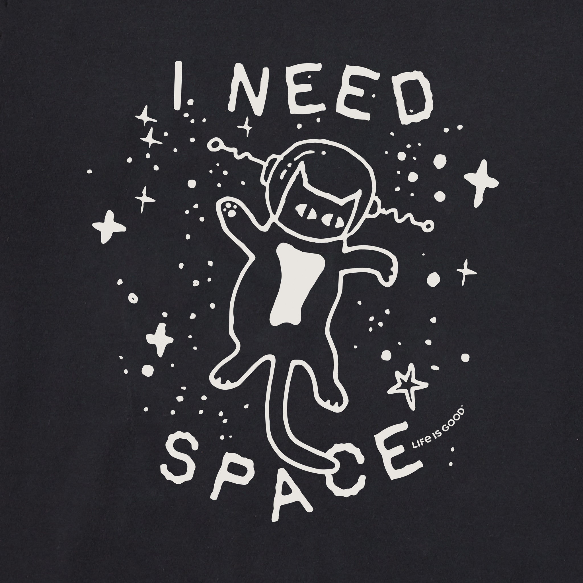 Women's I Need Space Cat Long Sleeve Crusher Boxy Tee