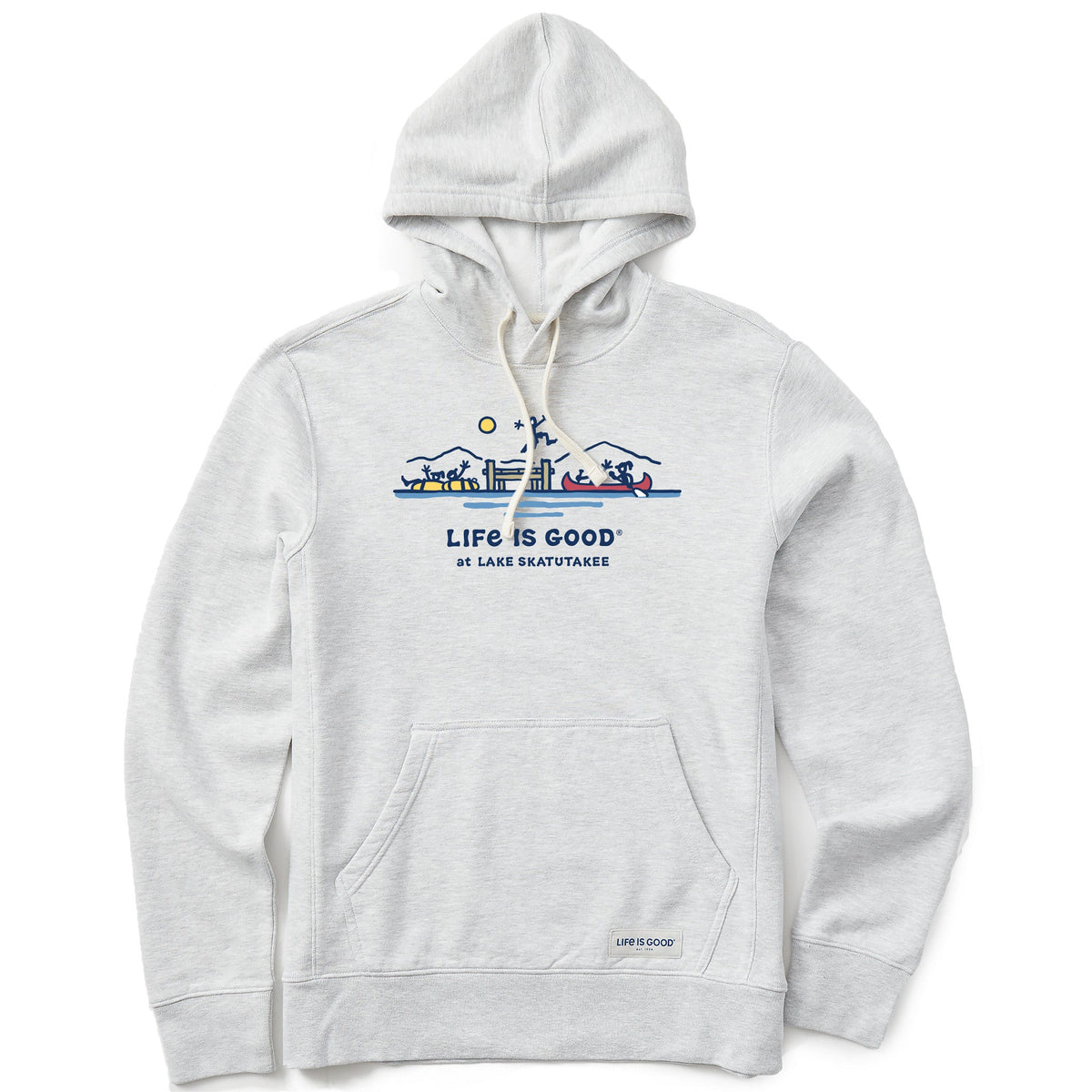 Men's Life is Good at Lake Skatutakee Simply True Fleece Hoodie