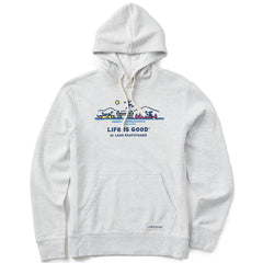 Men's Life is Good at Lake Skatutakee Simply True Fleece Hoodie