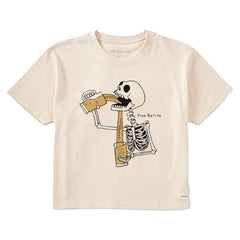 Women's Free Refills Skeleton Short Sleeve Crusher Boxy Tee