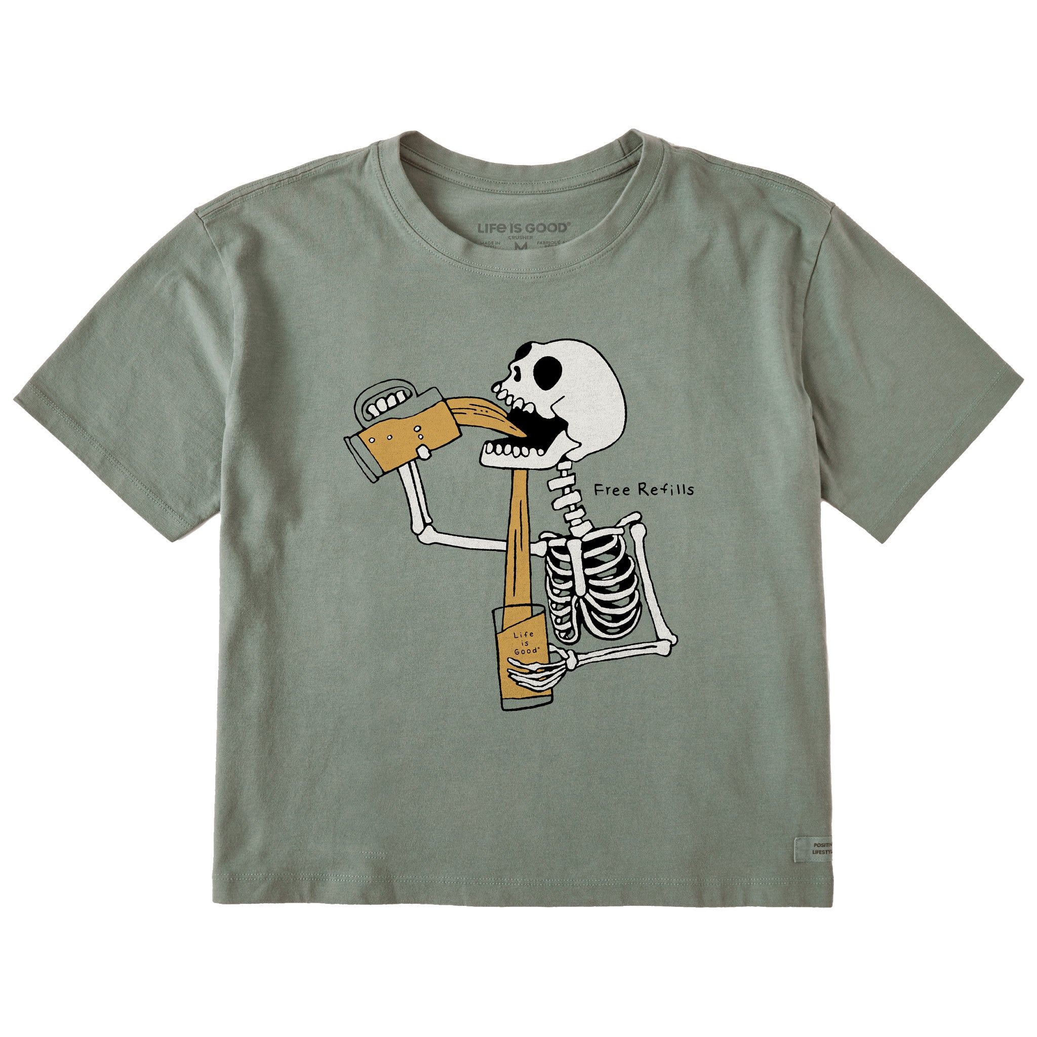 Women's Free Refills Skeleton Short Sleeve Crusher Boxy Tee