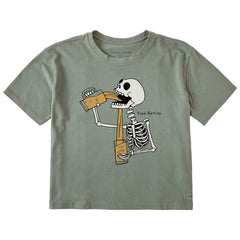 Women's Free Refills Skeleton Short Sleeve Crusher Boxy Tee