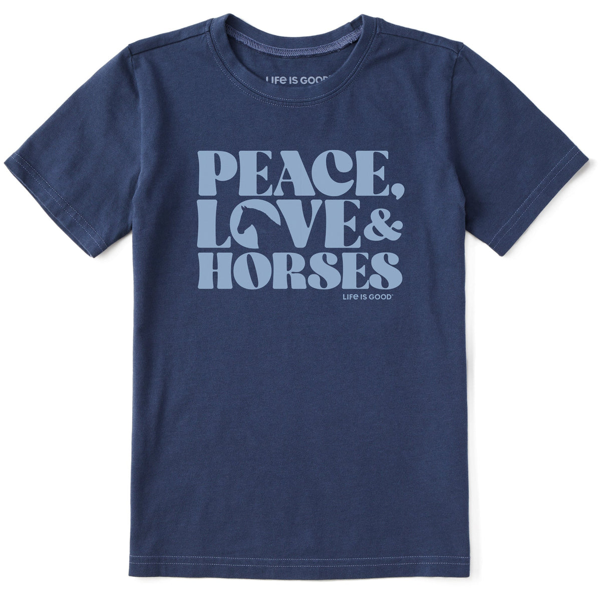 Kids Peace Love & Horses Short Sleeve Crusher Tee