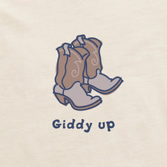 Women's Giddy Up Cowboy Boots Long Sleeve Crusher Boxy Tee
