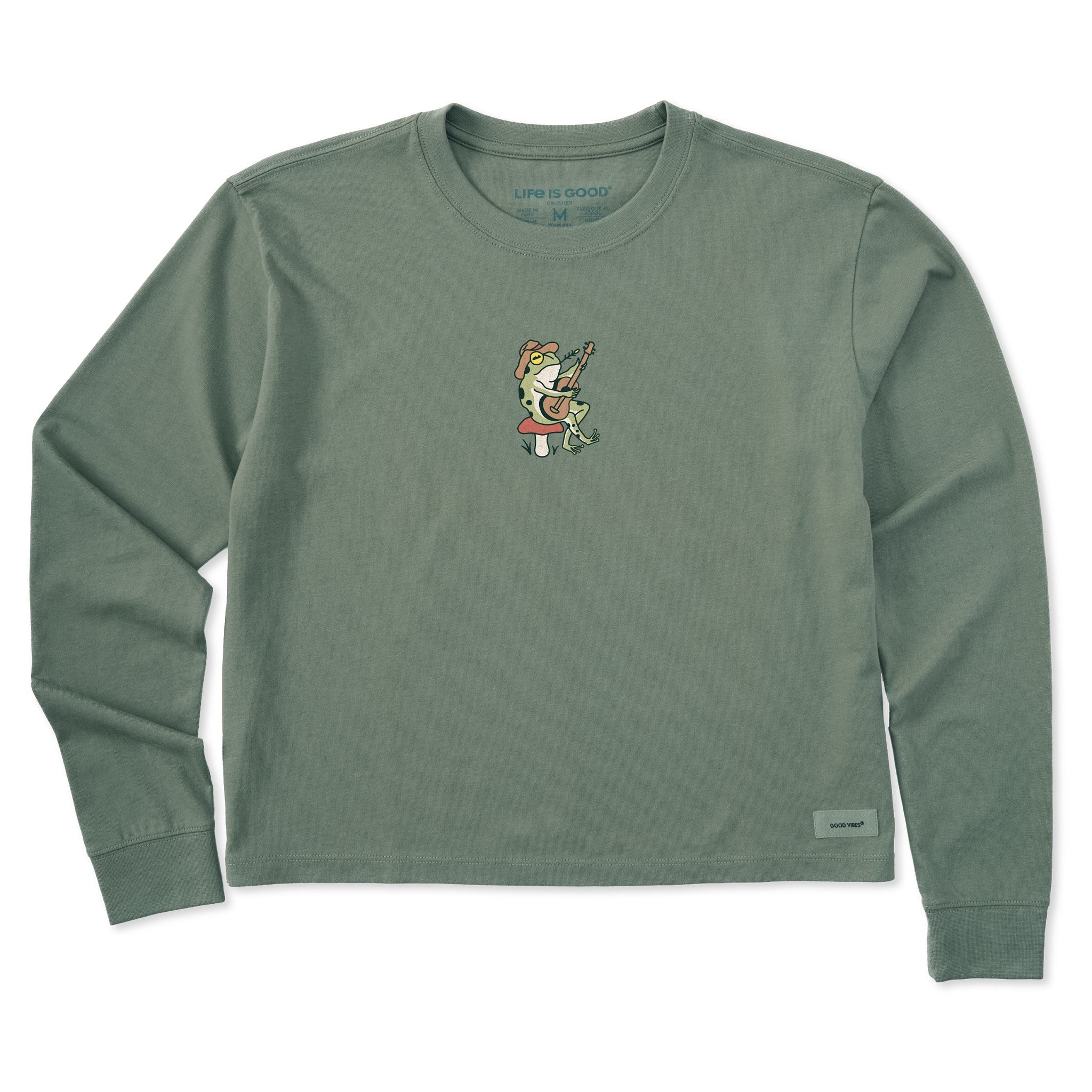 Women's Frog Guitar Long Sleeve Crusher Boxy Tee