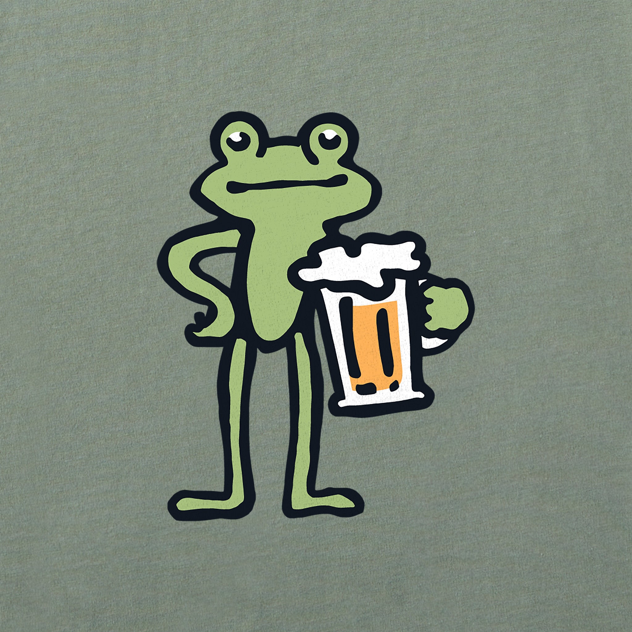 Women's Frog with Beer Long Sleeve Crusher Boxy Tee