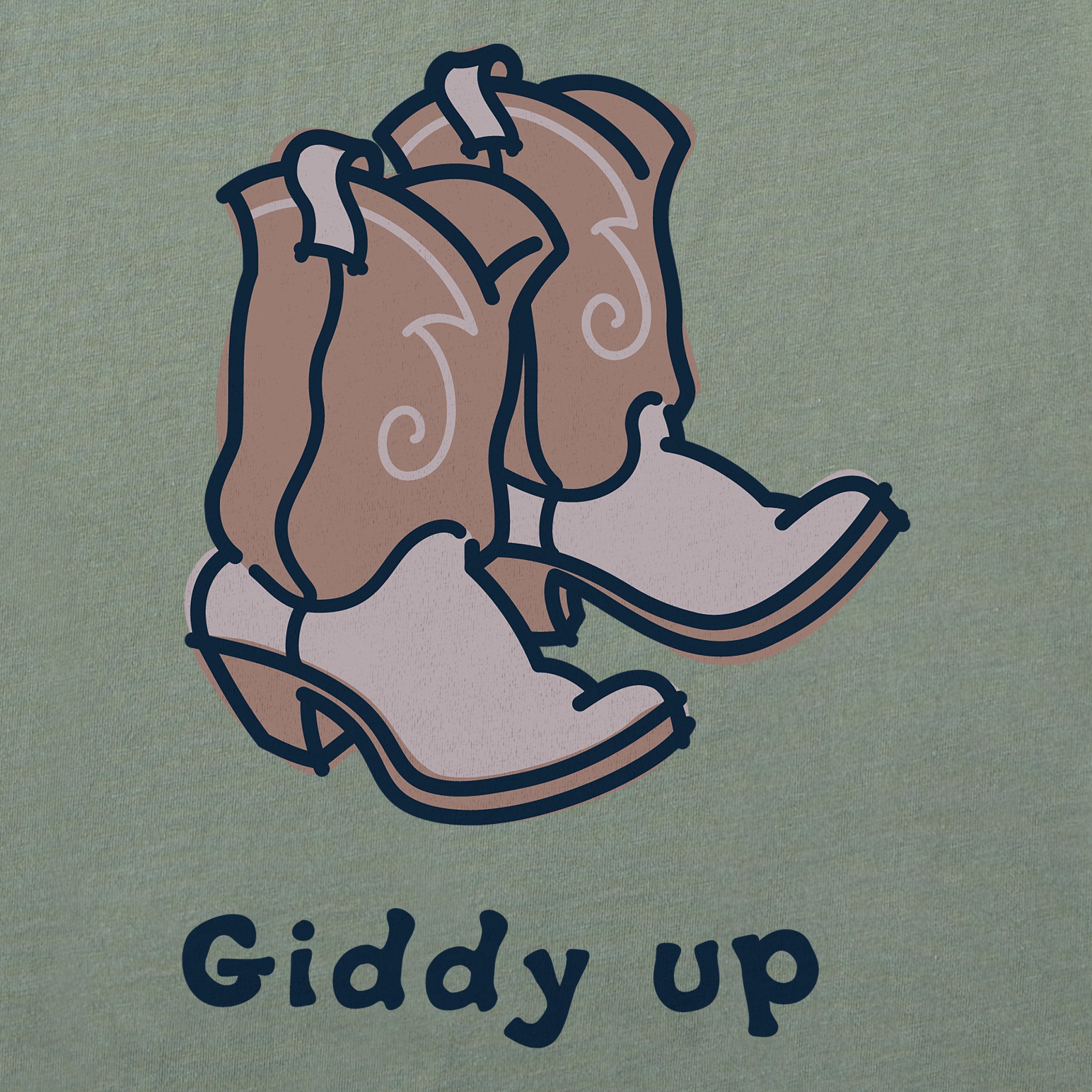 Women's Giddy Up Cowboy Boots Long Sleeve Crusher Boxy Tee