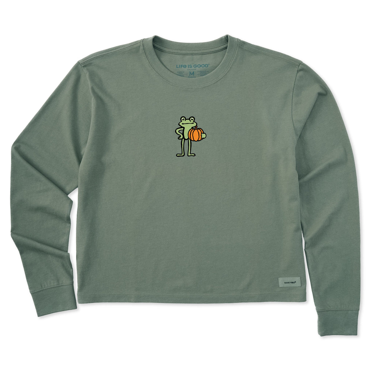 Women's Froggy Pumpkin Mini Long Sleeve Crusher Boxy Tee