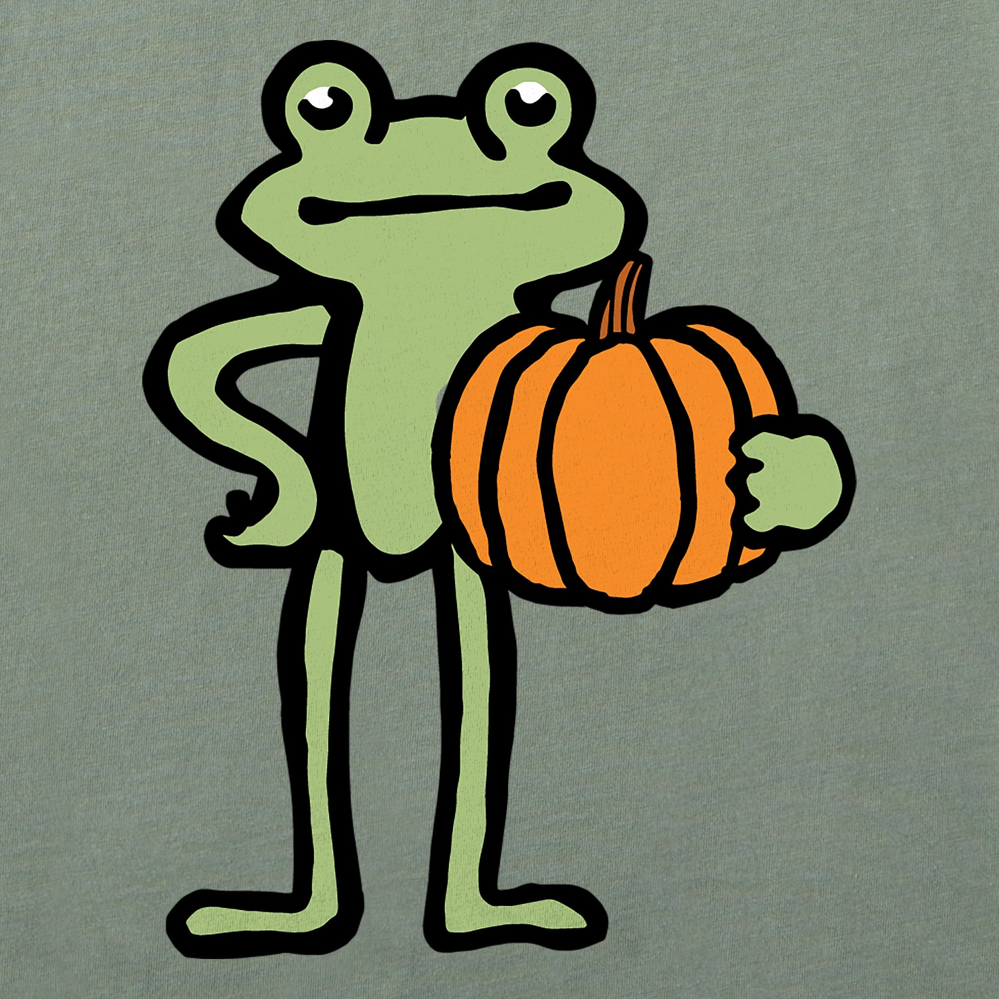 Women's Froggy Pumpkin Mini Long Sleeve Crusher Boxy Tee