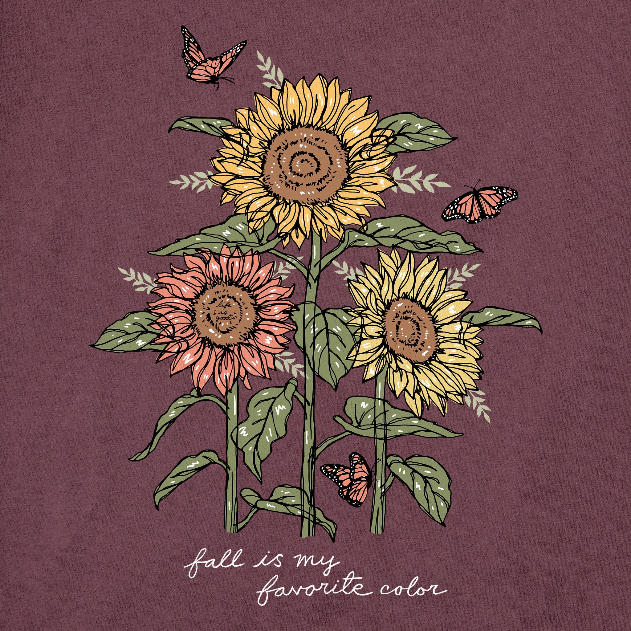 Women's Fall is my Favorite Sunflowers Short Sleeve Crusher Tee