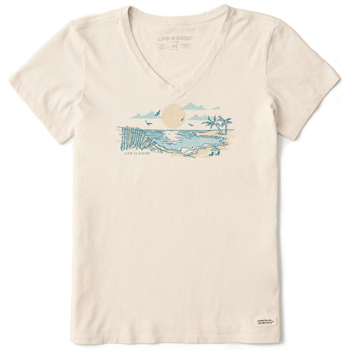 Women's Halftone Beach Vibes Short Sleeve Crusher Vee
