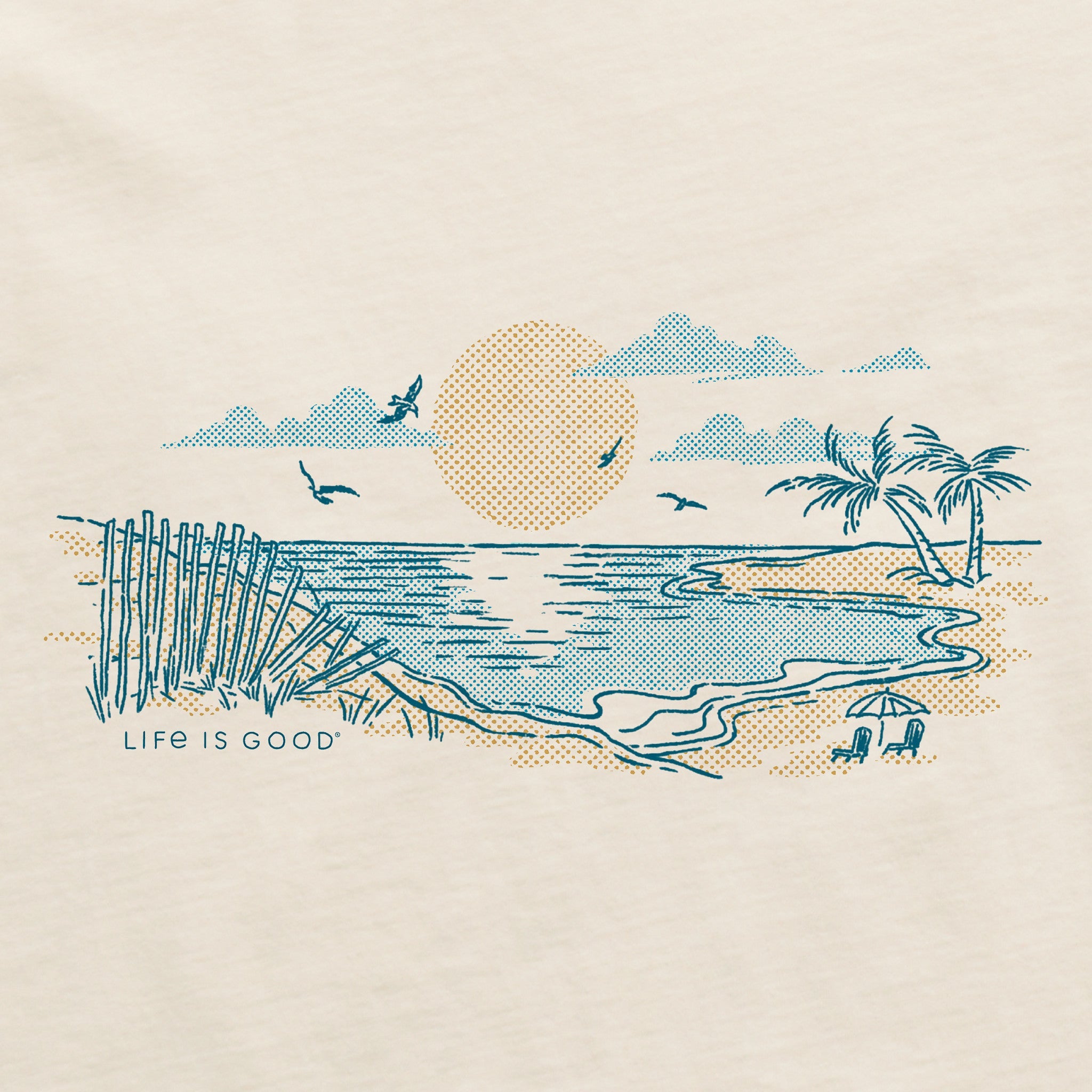 Women's Halftone Beach Vibes Short Sleeve Crusher Vee
