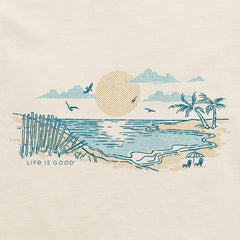 Women's Halftone Beach Vibes Short Sleeve Crusher Vee
