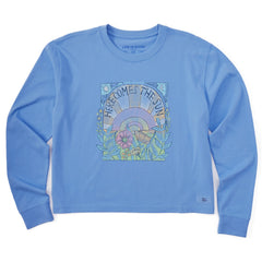 Women's Here Comes The Sun Hippie Long Sleeve Crusher Boxy Tee