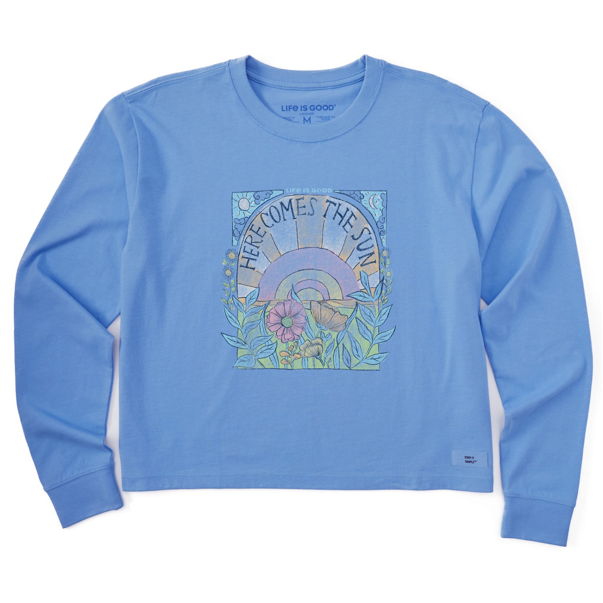 Women's Here Comes The Sun Hippie Long Sleeve Crusher Boxy Tee