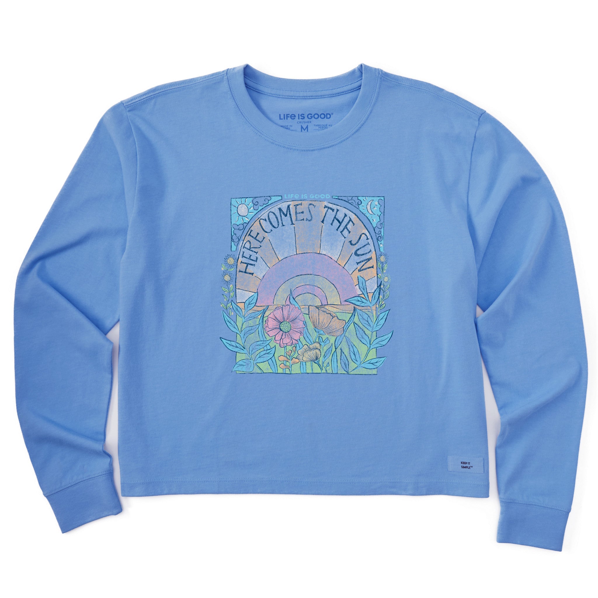 Women's Here Comes The Sun Hippie Long Sleeve Crusher Boxy Tee