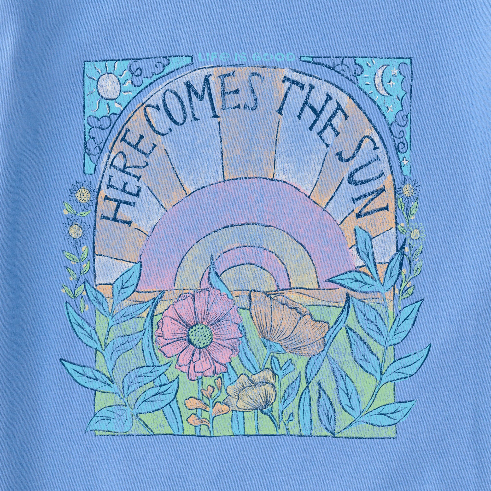 Women's Here Comes The Sun Hippie Long Sleeve Crusher Boxy Tee