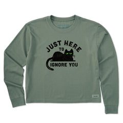 Women's Here to Ignore You Long Sleeve Crusher Boxy Tee