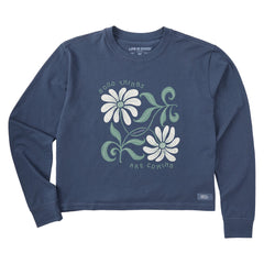Women's Good Things are Coming Daisies Long Sleeve Crusher Boxy Tee