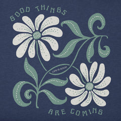 Women's Good Things are Coming Daisies Long Sleeve Crusher Boxy Tee