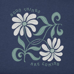 Women's Good Things are Coming Daisies Long Sleeve Crusher Boxy Tee