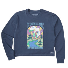 Women's Dove Earth Has Music Long Sleeve Crusher Boxy Tee