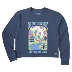 Women's Dove Earth Has Music Long Sleeve Crusher Boxy Tee