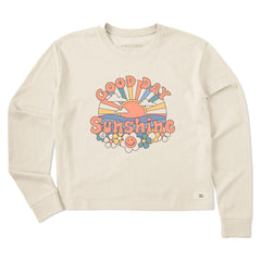 Women's Groovy Good Day Sunshine Long Sleeve Crusher Boxy Tee