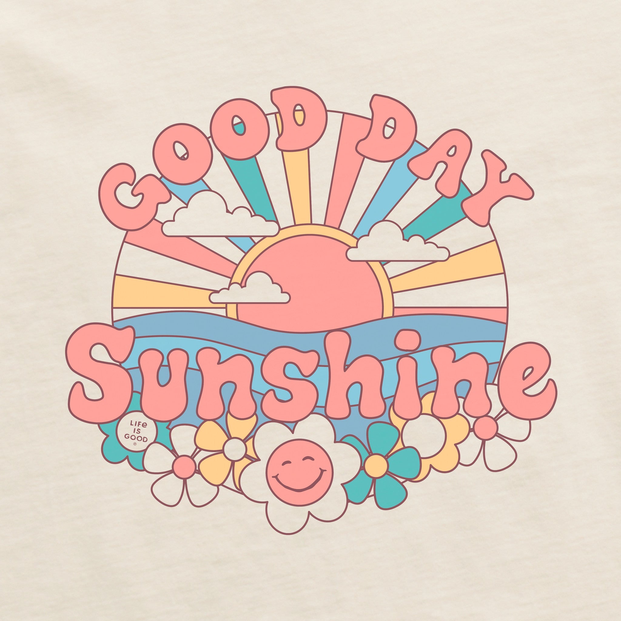 Women's Groovy Good Day Sunshine Long Sleeve Crusher Boxy Tee